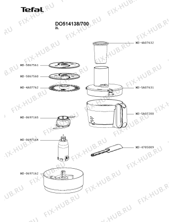 Взрыв-схема кухонного комбайна Tefal DO514138/700 - Схема узла 1P004899.7P2