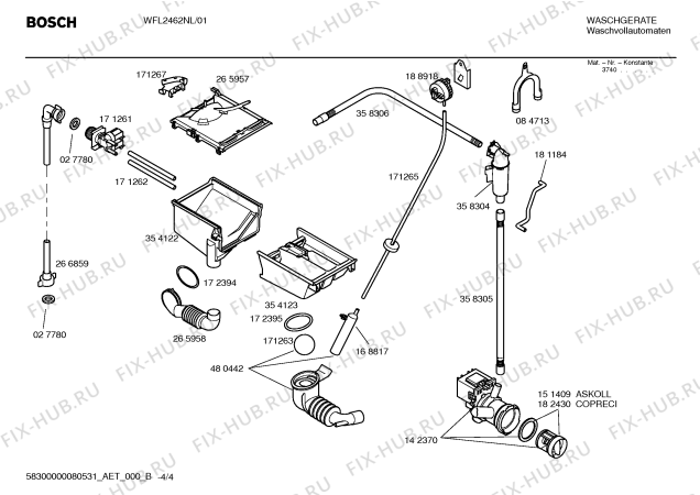 Взрыв-схема стиральной машины Bosch WFL2462NL Maxx WFL 2462 - Схема узла 04