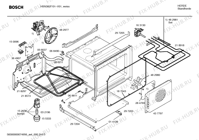 Схема №6 HSN382F с изображением Инструкция по эксплуатации для плиты (духовки) Bosch 00590291