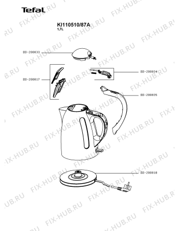 Схема №1 KI110B10/87A с изображением Корпусная деталь для чайника (термопота) Tefal SS-200818
