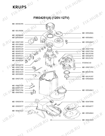 Взрыв-схема кофеварки (кофемашины) Krups F9934251(A) - Схема узла GP001873.6P2