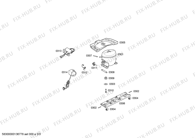 Взрыв-схема холодильника Continental RDV37V01LX - Схема узла 03