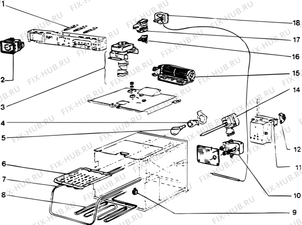 Взрыв-схема плиты (духовки) SCHOLTES FTB3FR (F008888) - Схема узла