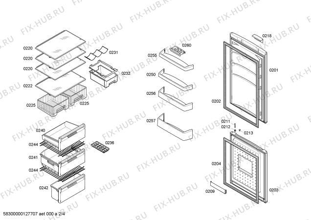 Схема №4 3KFL7650 с изображением Переключатель для холодильника Bosch 00607946