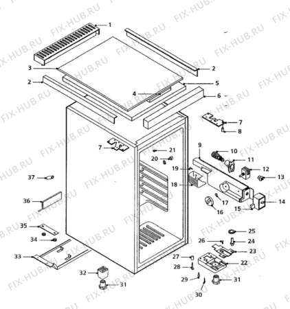 Взрыв-схема холодильника Husqvarna Electrolux QR36F - Схема узла Cabinet + armatures