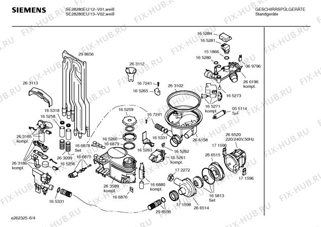 Схема №6 SE28280EU с изображением Инструкция по эксплуатации для посудомоечной машины Siemens 00522552