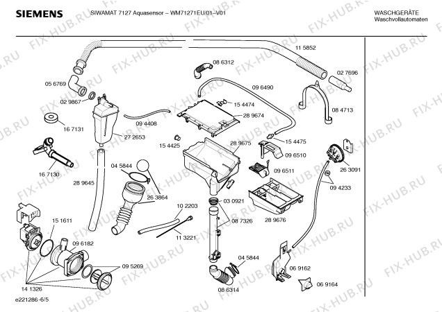Схема №6 WM71271EU SIWAMAT 7127 Aquasensor с изображением Инструкция по эксплуатации для стиральной машины Siemens 00521268