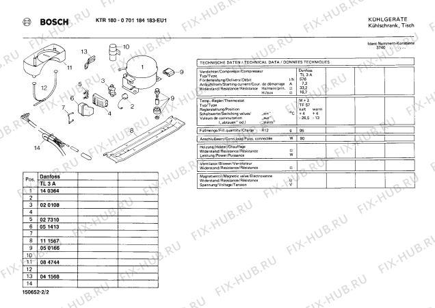 Взрыв-схема холодильника Bosch 0701184183 KTR180 - Схема узла 02