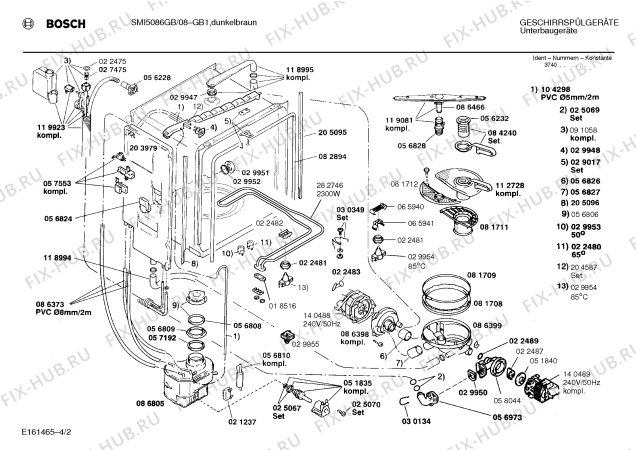 Взрыв-схема посудомоечной машины Bosch SMI5086GB - Схема узла 02