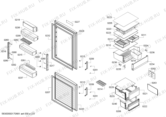 Схема №3 BD3058L3AV с изображением Контейнер для холодильника Bosch 00145527