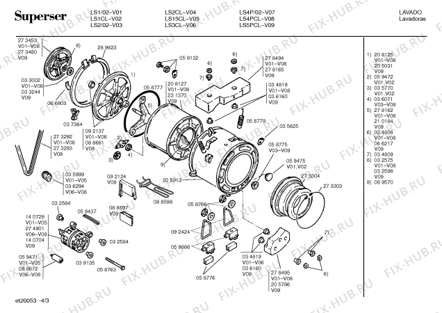 Схема №4 LS2 с изображением Монтажный набор для стиралки Bosch 00036049