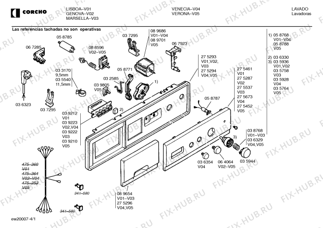 Схема №4 LISBOA с изображением Панель для стиралки Bosch 00275461