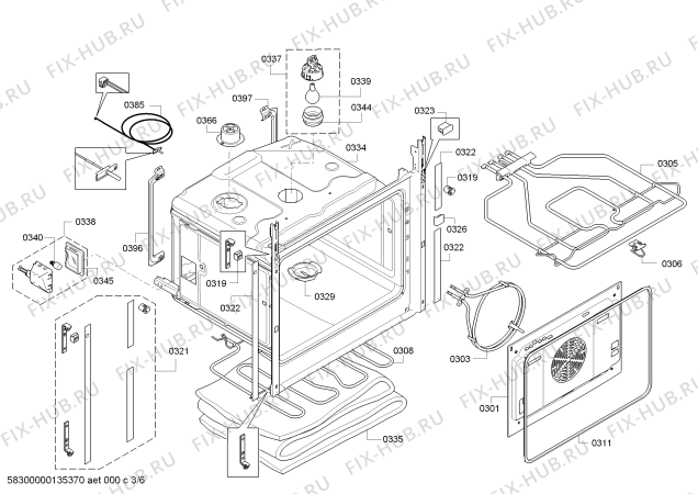 Взрыв-схема плиты (духовки) Bosch HBL36B650 - Схема узла 03