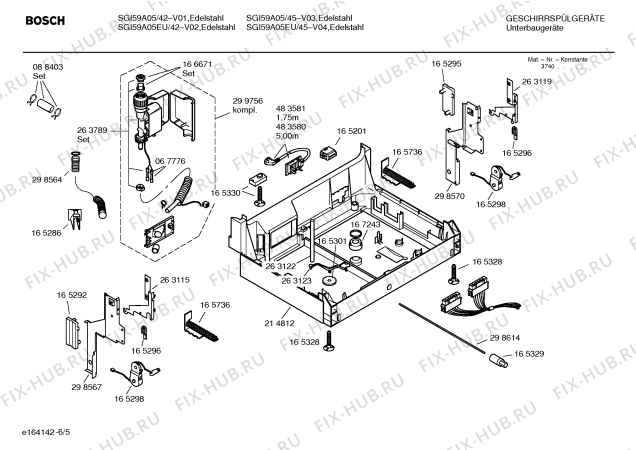 Взрыв-схема посудомоечной машины Bosch SGI59A05EU - Схема узла 05