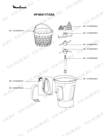 Взрыв-схема кухонного комбайна Moulinex HF404117/35A - Схема узла DP005818.9P2