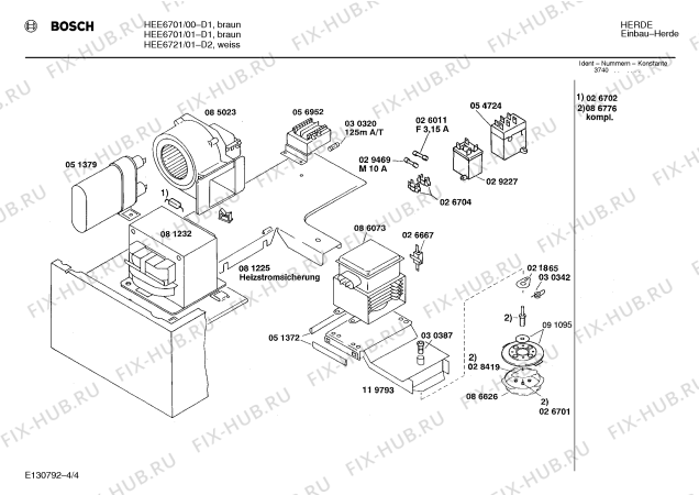 Взрыв-схема плиты (духовки) Bosch HEE6701 - Схема узла 04