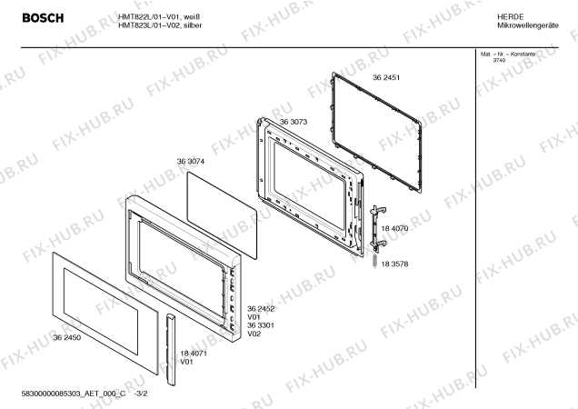 Схема №3 HMT823L с изображением Панель для микроволновой печи Bosch 00482125