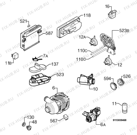 Взрыв-схема посудомоечной машины Aeg Electrolux F85015VI - Схема узла Electrical equipment 268