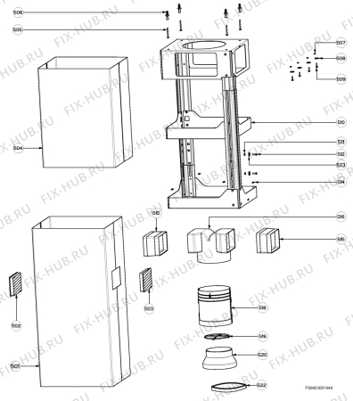 Взрыв-схема вытяжки Zanussi ZHC941ALU - Схема узла Section 4