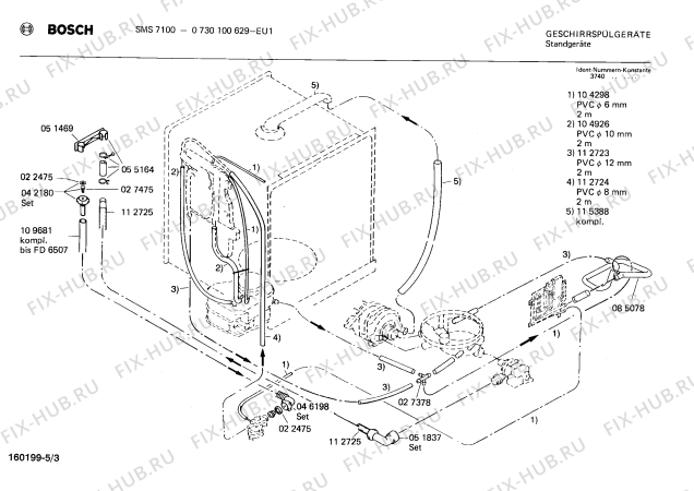 Взрыв-схема посудомоечной машины Bosch 0730100629 SMS7100 - Схема узла 03