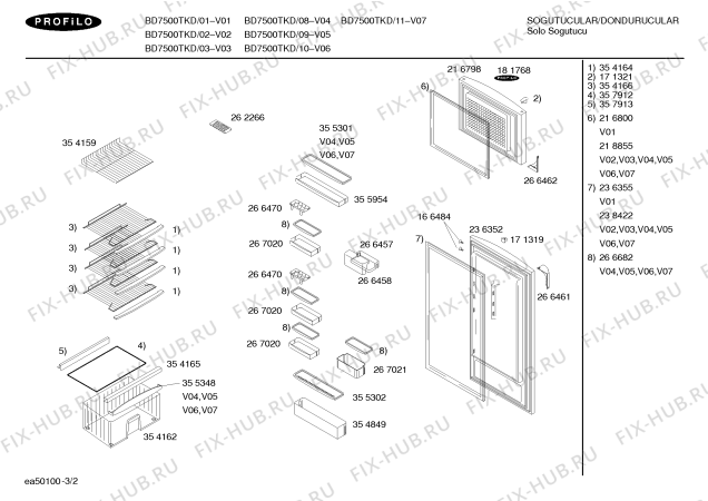 Взрыв-схема холодильника Profilo BD7500TKD - Схема узла 02