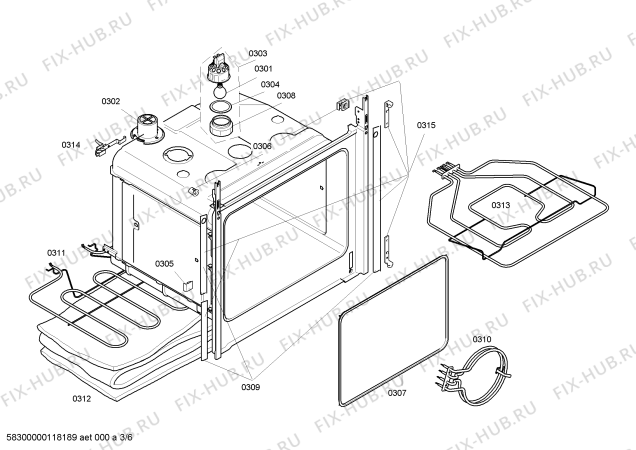 Схема №6 HBN21R150J с изображением Инструкция по установке/монтажу для духового шкафа Bosch 00762364