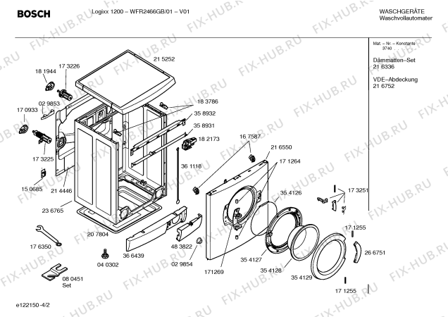 Схема №4 WFR2866GB Logixx 1400 с изображением Инструкция по установке и эксплуатации для стиралки Bosch 00581787
