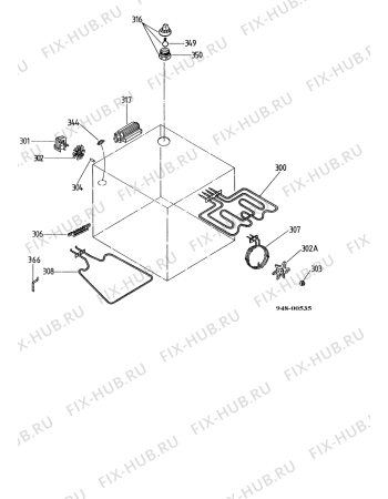 Взрыв-схема плиты (духовки) Electrolux EOB304 - Схема узла Functional parts