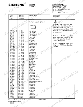 Схема №11 FS989V4 с изображением Сервисная инструкция для телевизора Siemens 00535331