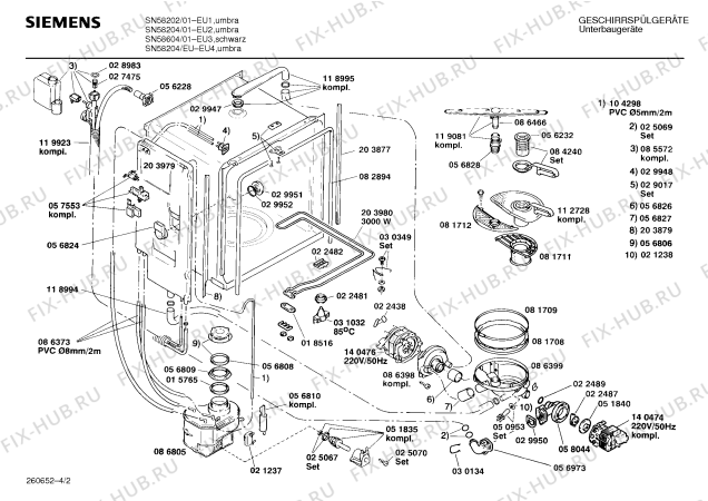Взрыв-схема посудомоечной машины Siemens SN58204EU - Схема узла 02