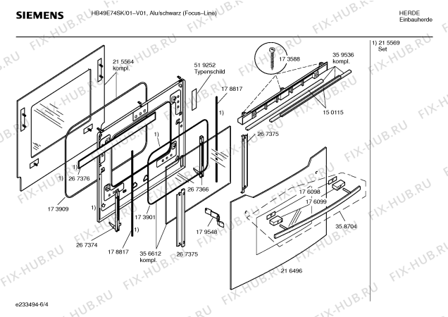 Взрыв-схема плиты (духовки) Siemens HB49E74SK - Схема узла 04