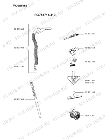 Взрыв-схема пылесоса Rowenta RO751711/410 - Схема узла 5P005854.1P2