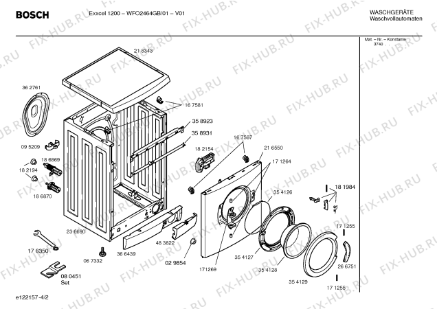 Схема №4 WFO2464GB Exxcel 1200 с изображением Инструкция по установке и эксплуатации для стиральной машины Bosch 00582117