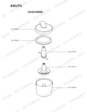 Взрыв-схема блендера (миксера) Krups GVA216/6R0 - Схема узла AP003532.6P2