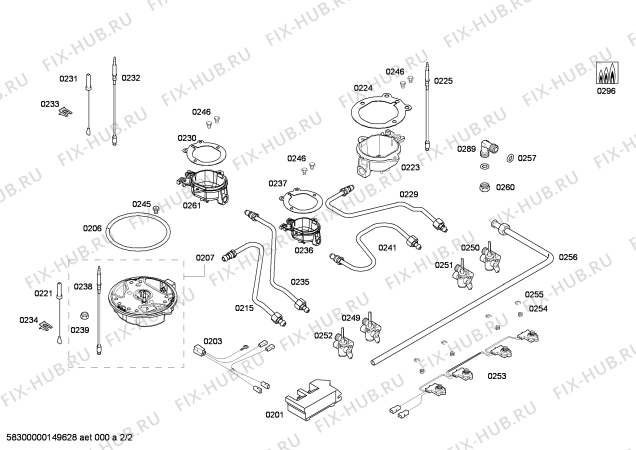 Взрыв-схема плиты (духовки) Bosch PCX815B90E ENC.PCX815B90E 2G+1W+1GRILL BO76F IH5 - Схема узла 02