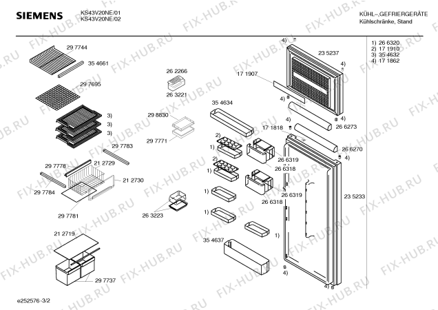 Схема №3 KS43V20NE с изображением Панель управления для холодильника Siemens 00212747
