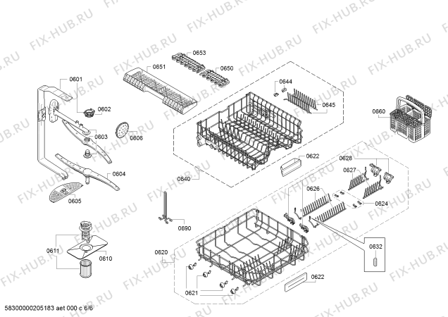 Взрыв-схема посудомоечной машины Siemens SN635X03GE extraKlasse - Схема узла 06