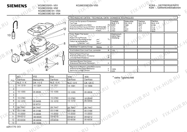 Взрыв-схема холодильника Siemens KG36E03IE - Схема узла 03