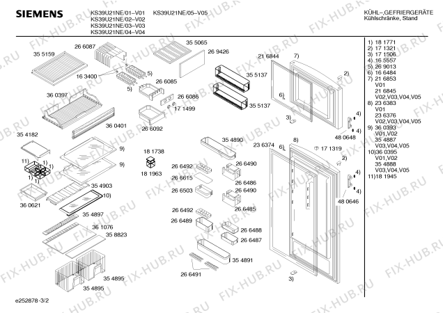 Схема №3 KS39U21NE с изображением Дверь для холодильной камеры Siemens 00216853