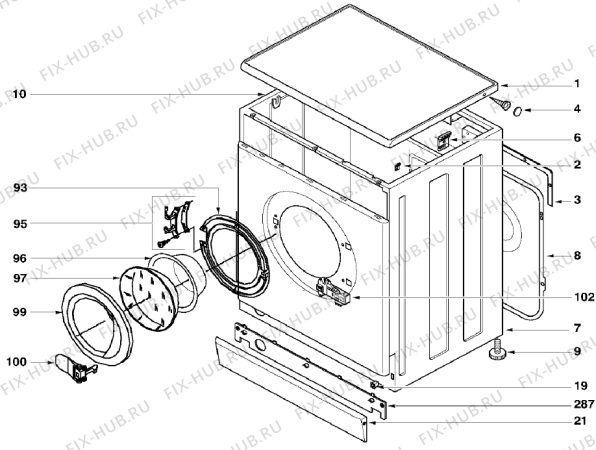 Взрыв-схема стиральной машины Korting KWDI63113 (301955, LS6E) - Схема узла 02