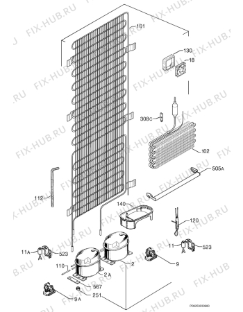 Взрыв-схема холодильника Juno Electrolux JCZ94181 - Схема узла Cooling system 017