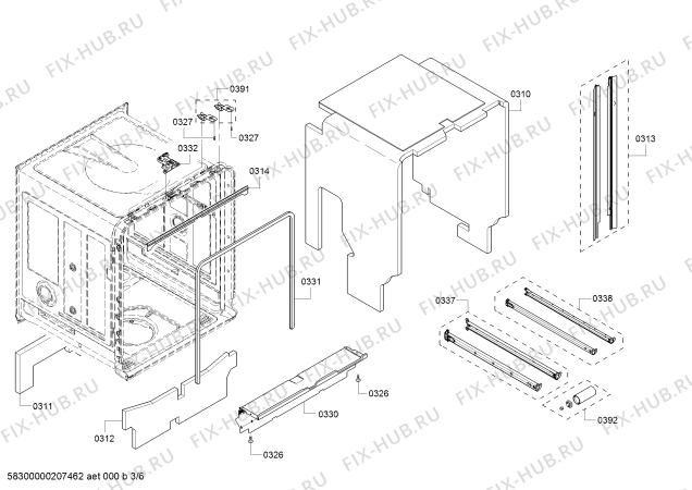 Взрыв-схема посудомоечной машины Bosch SHV865WG3N SilencePlus 44dBA - Схема узла 03