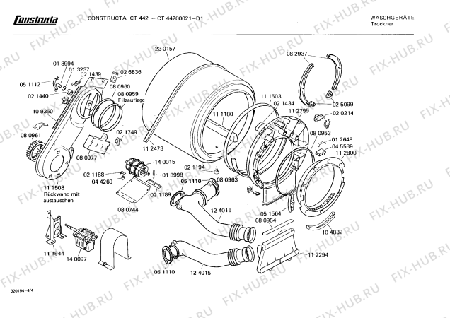 Схема №4 0728144048 T460A с изображением Крышка для сушилки Bosch 00041398