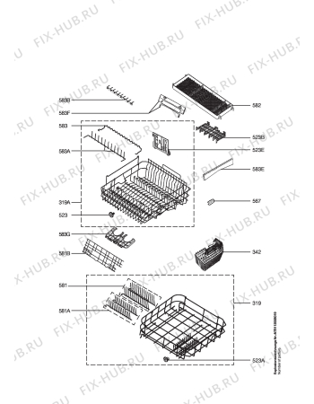 Взрыв-схема посудомоечной машины Aeg Electrolux FAV80860UM - Схема узла Baskets, tubes 061