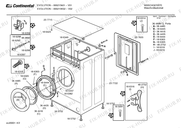 Взрыв-схема стиральной машины Continental 000215K02 - Схема узла 02