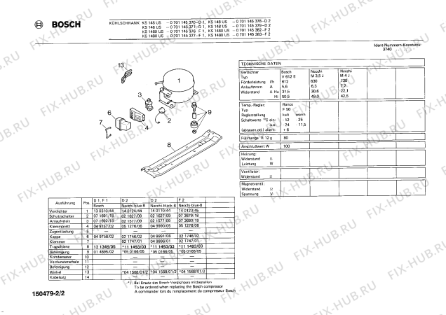 Взрыв-схема холодильника Bosch 0701145382 KS1480US - Схема узла 02