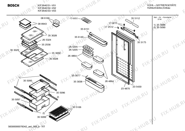 Взрыв-схема холодильника Bosch KIF2640 - Схема узла 02