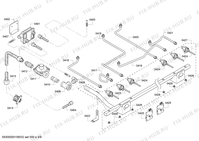 Схема №9 PRD366GHU с изображением Крепежный набор для плиты (духовки) Bosch 00657018