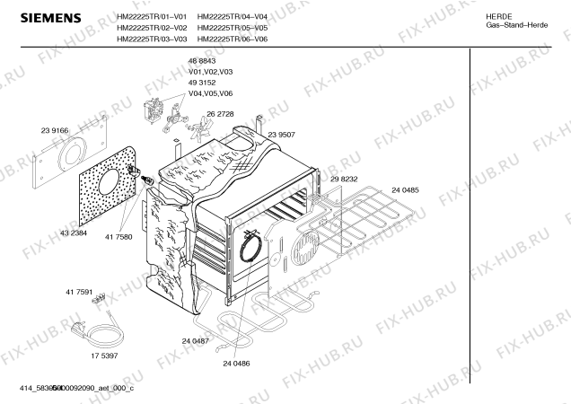 Схема №5 HM22225TR Siemens с изображением Кабель для плиты (духовки) Siemens 00490495