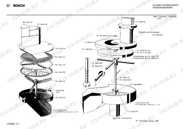 Схема №1 0712020003 DS/UM1 U.3 с изображением Корпус для кухонного измельчителя Bosch 00106752